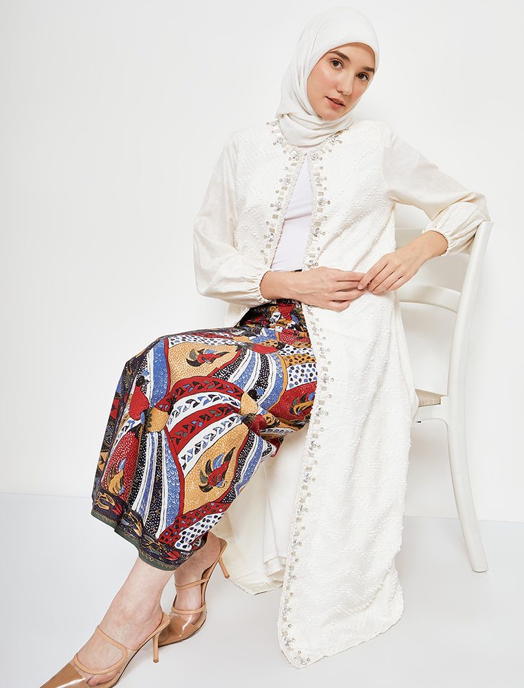 BATIK SALMA Outer Premium Bulu Payet Mutiara Putih 4