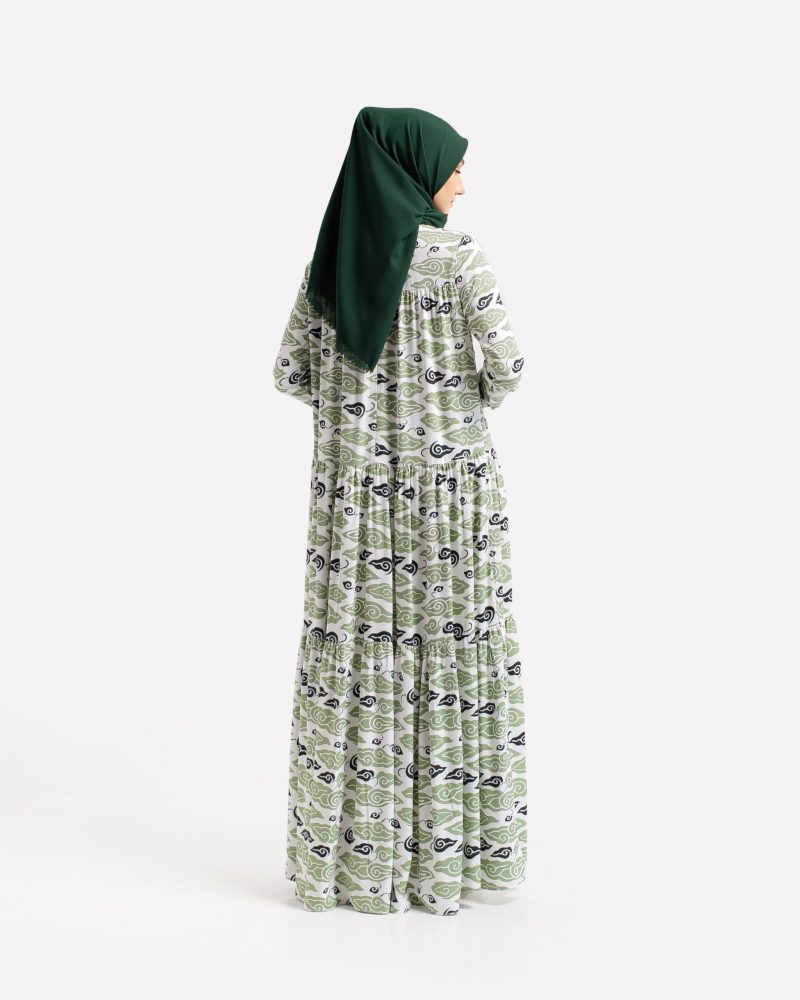 Gamis Susun Rayon Batik Mega Mendung - Hijau 4