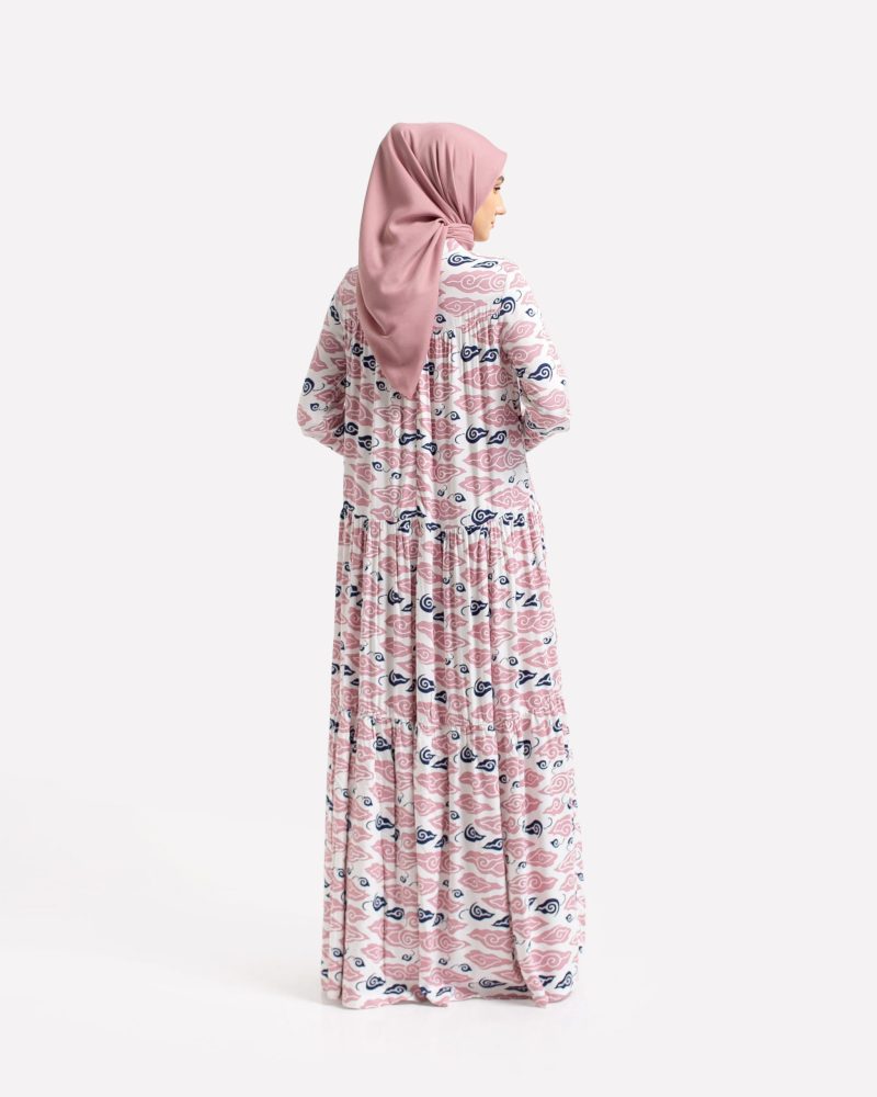 Gamis Susun Rayon Batik Mega Mendung - Pink 1