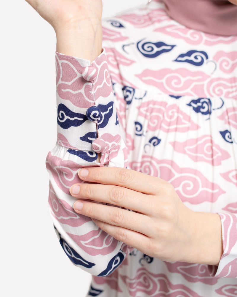 Gamis Susun Rayon Batik Mega Mendung - Pink 4