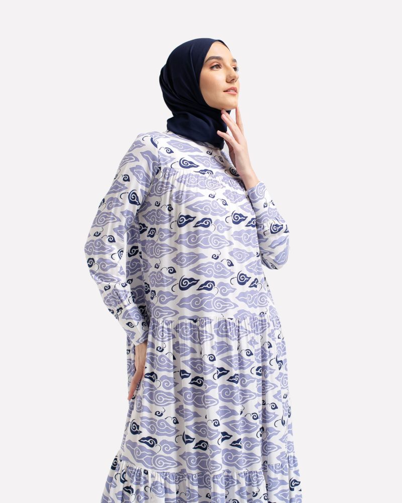 Gamis Susun Rayon Batik Mega Mendung - Ungu 2