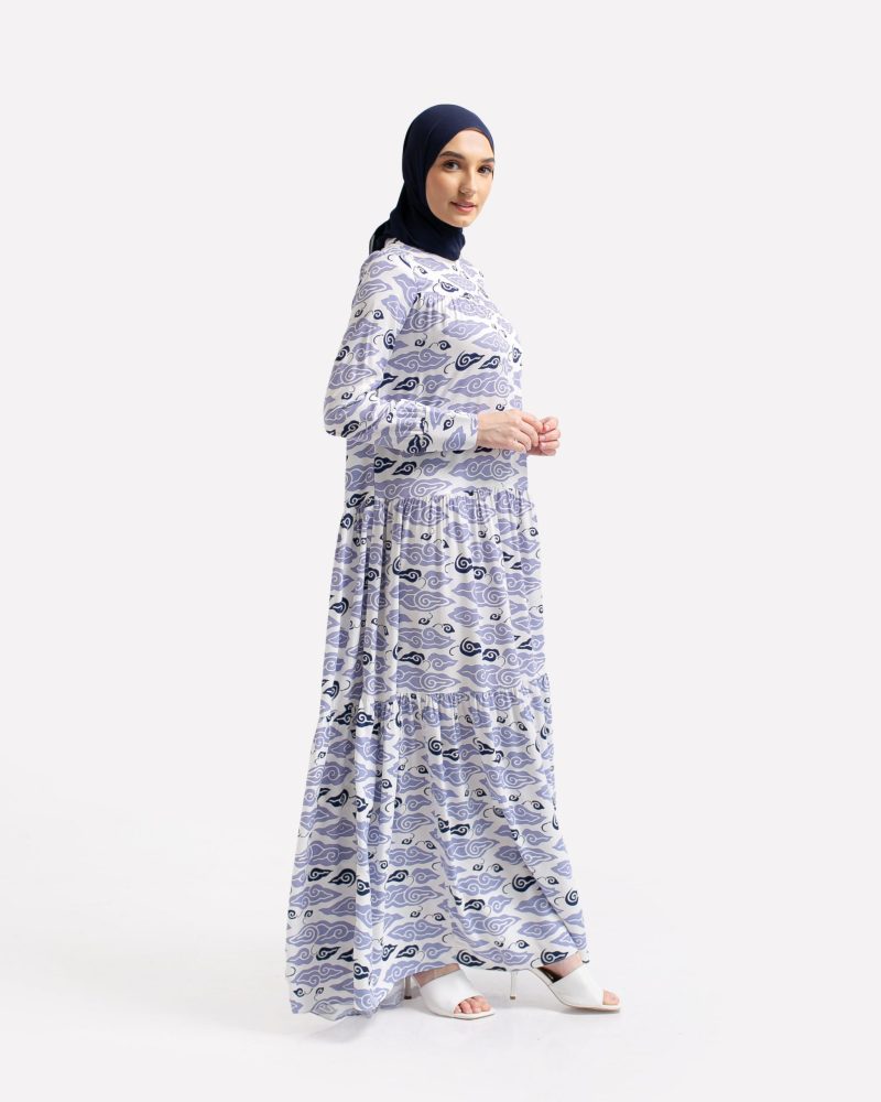 Gamis Susun Rayon Batik Mega Mendung - Ungu 5