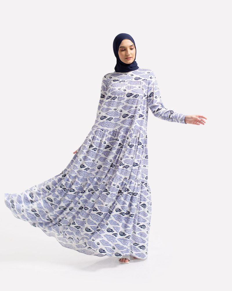 Gamis Susun Rayon Batik Mega Mendung - Ungu 6