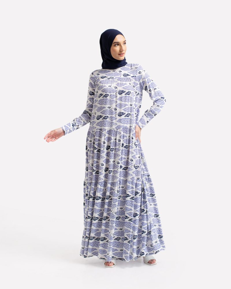 Gamis Susun Rayon Batik Mega Mendung - Ungu 7