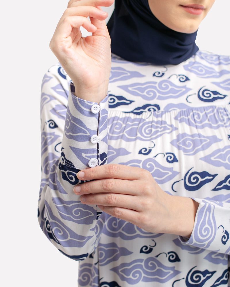Gamis Susun Rayon Batik Mega Mendung - Ungu
