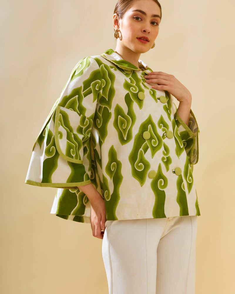 Batik Salma Blouse Kancing Mega Mendung Hijau 2