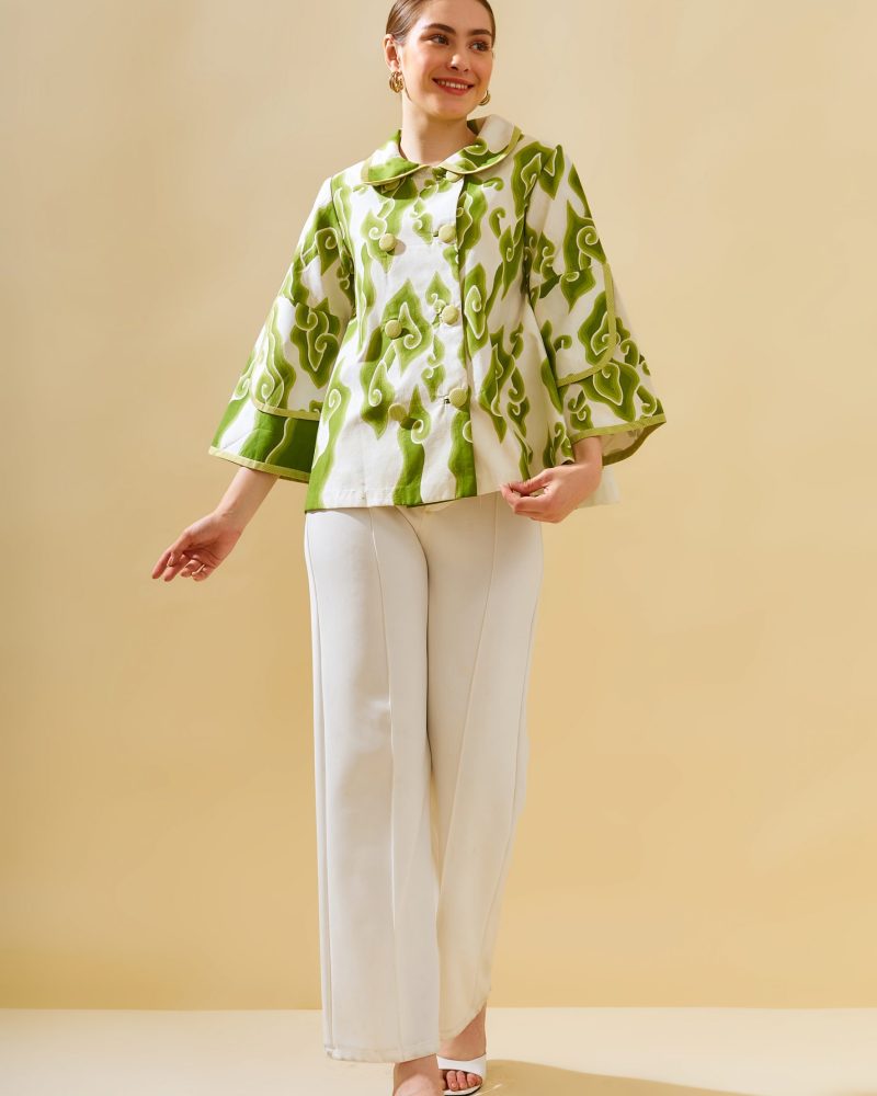 Batik Salma Blouse Kancing Mega Mendung Hijau