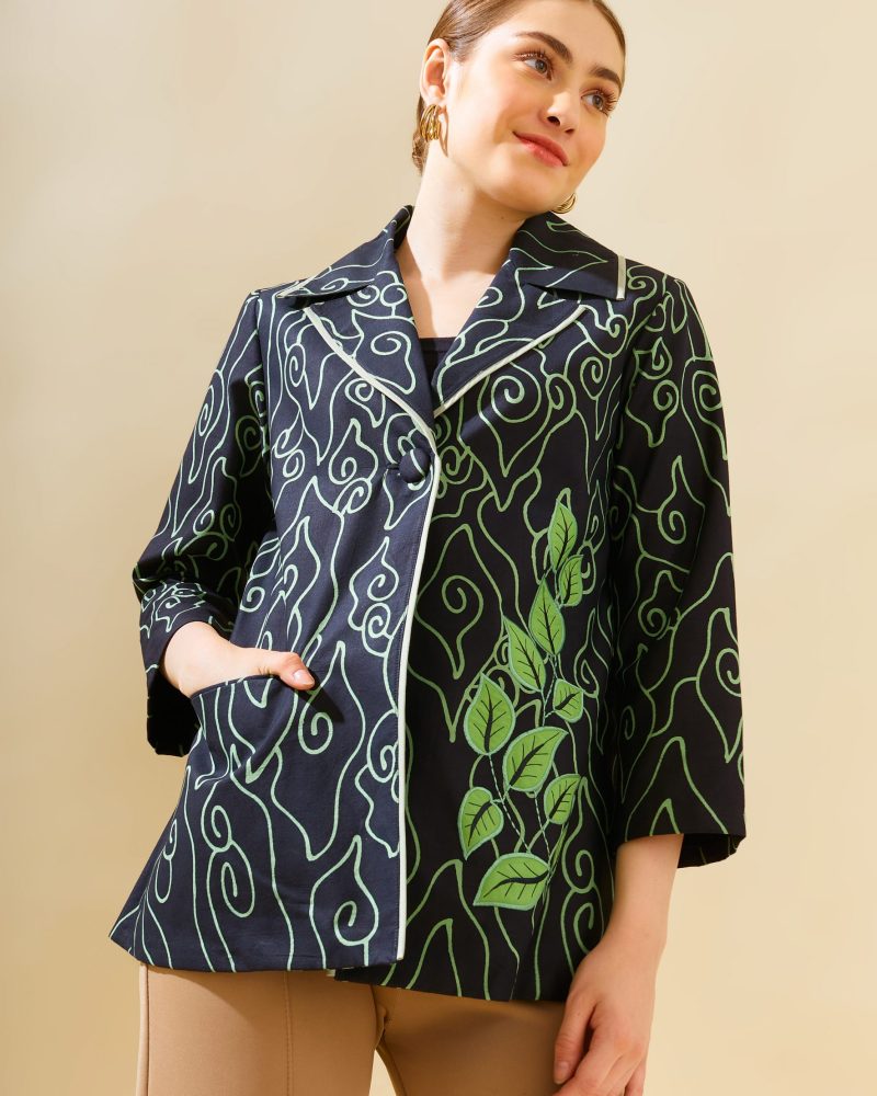 Blouse Bordir Daun Mega Mendung Hijau 1