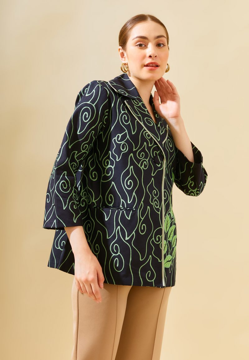 Blouse Bordir Daun Mega Mendung Hijau 2