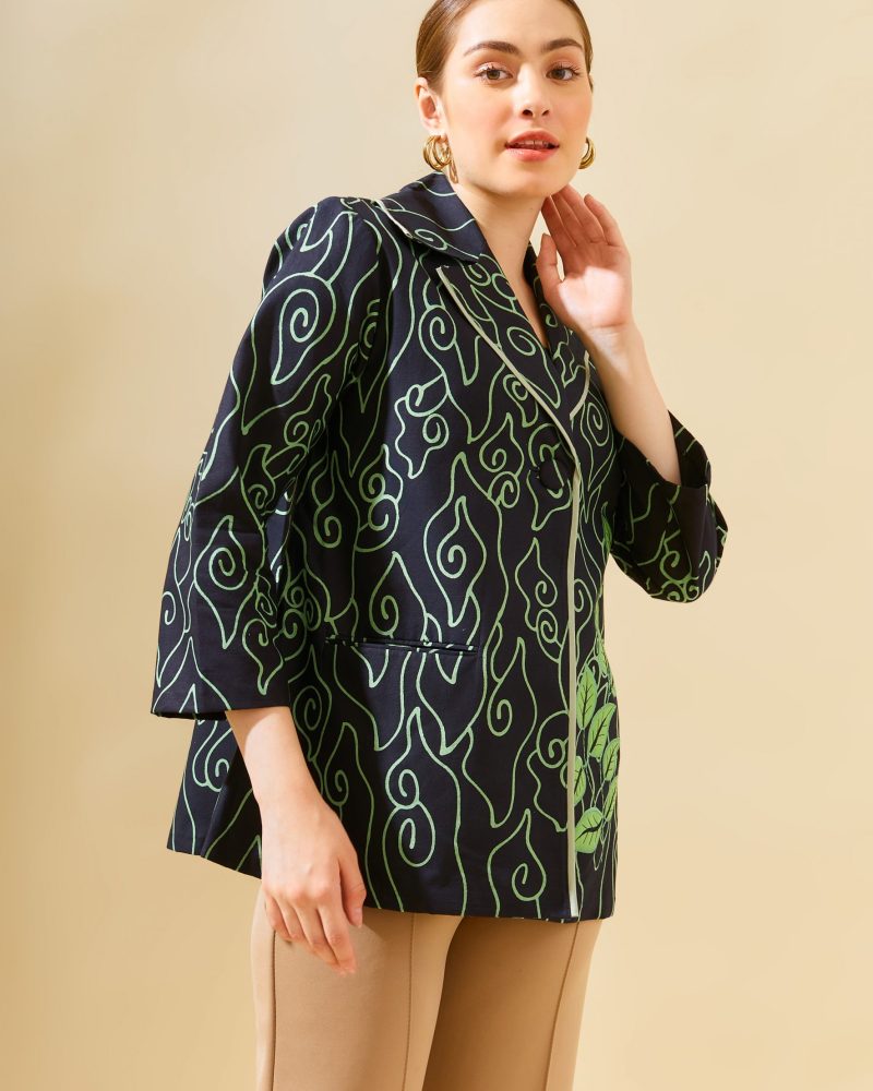 Blouse Bordir Daun Mega Mendung Hijau 2
