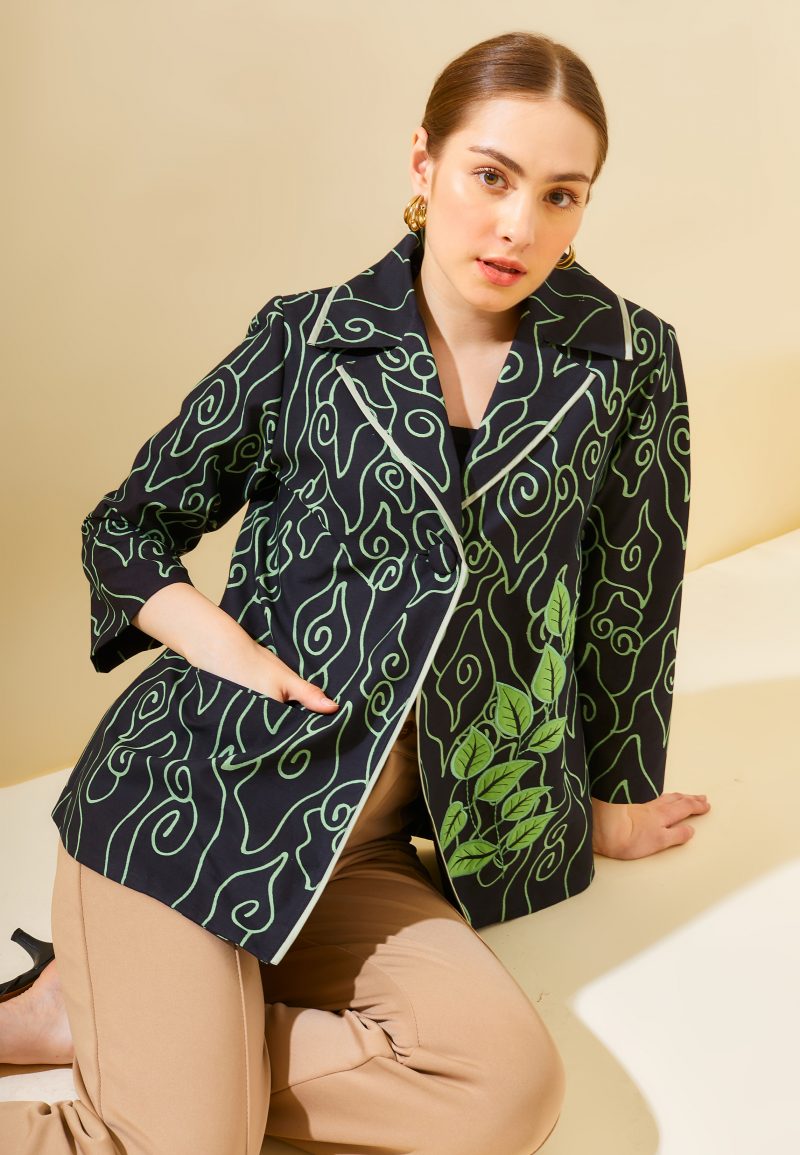 Blouse Bordir Daun Mega Mendung Hijau 4