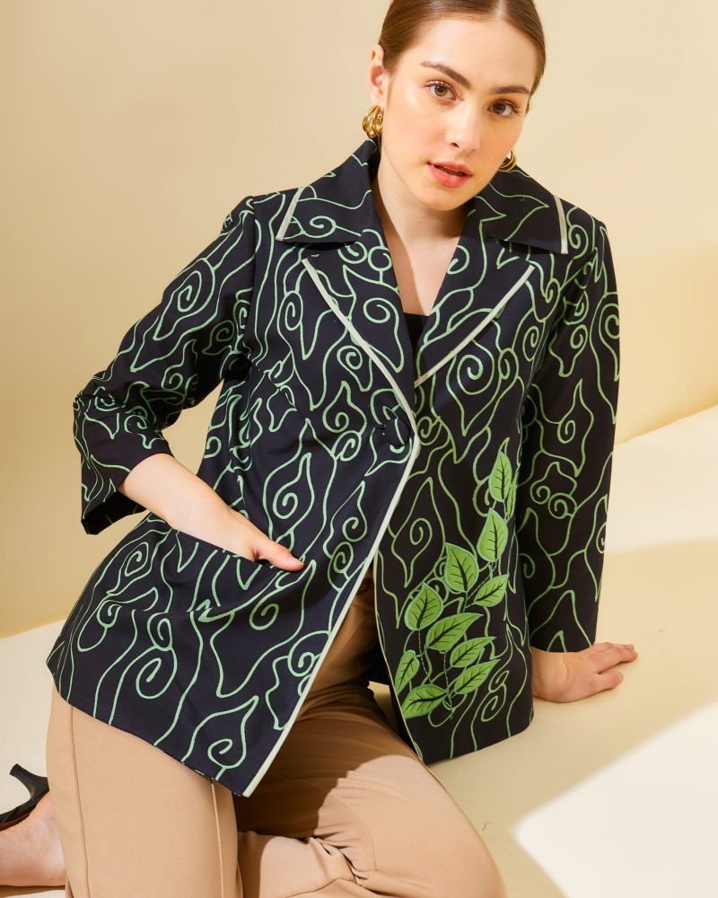 Blouse Bordir Daun Mega Mendung Hijau 4