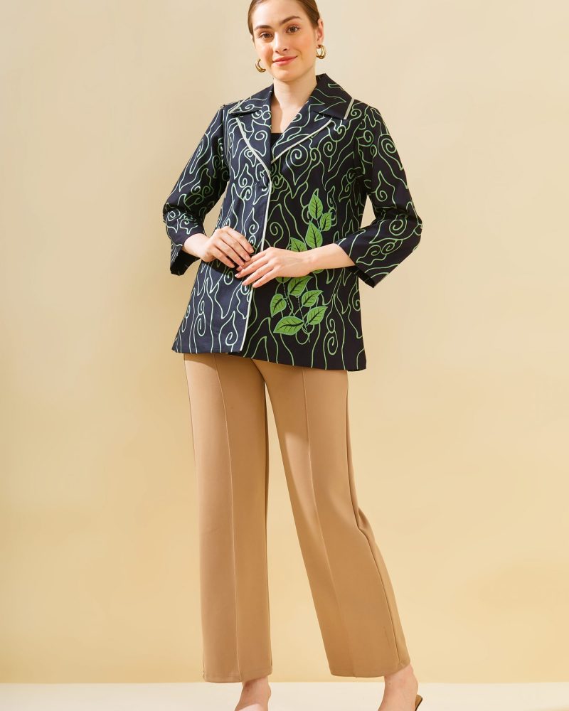 Blouse Bordir Daun Mega Mendung Hijau