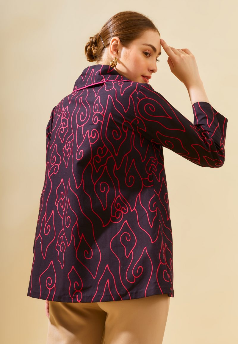 Blouse Bordir Daun Mega Mendung Merah 2