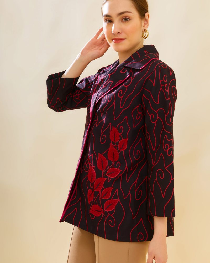 Blouse Bordir Daun Mega Mendung Merah 3