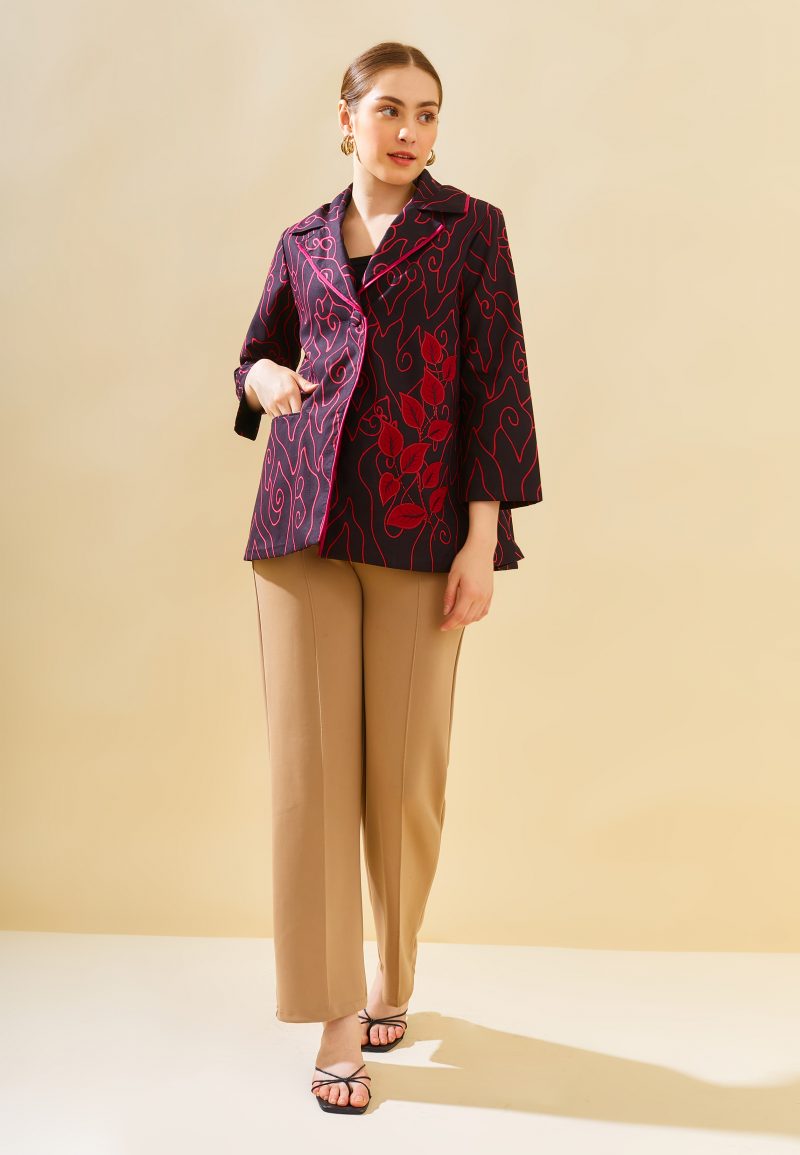 Blouse Bordir Daun Mega Mendung Merah