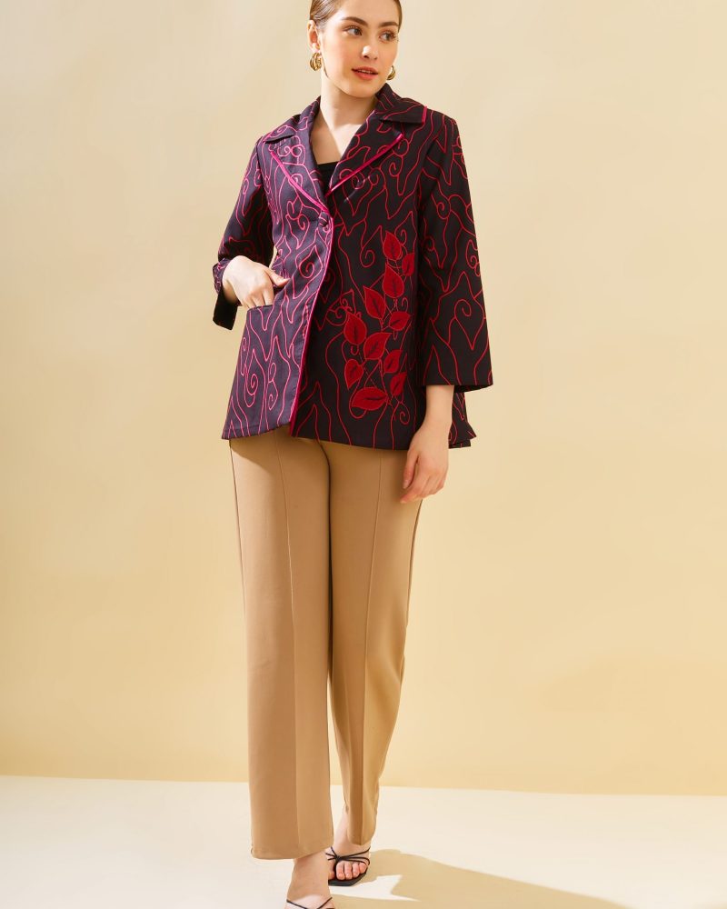 Blouse Bordir Daun Mega Mendung Merah