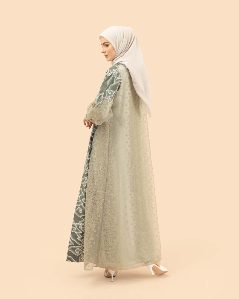 Gamis Organdi Mega Mendung Bordir - Hijau 4