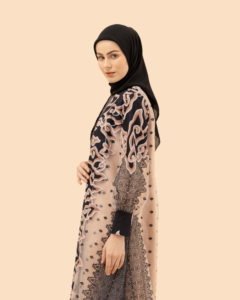 Gamis Organdi Mega Mendung Bordir - Hitam 3