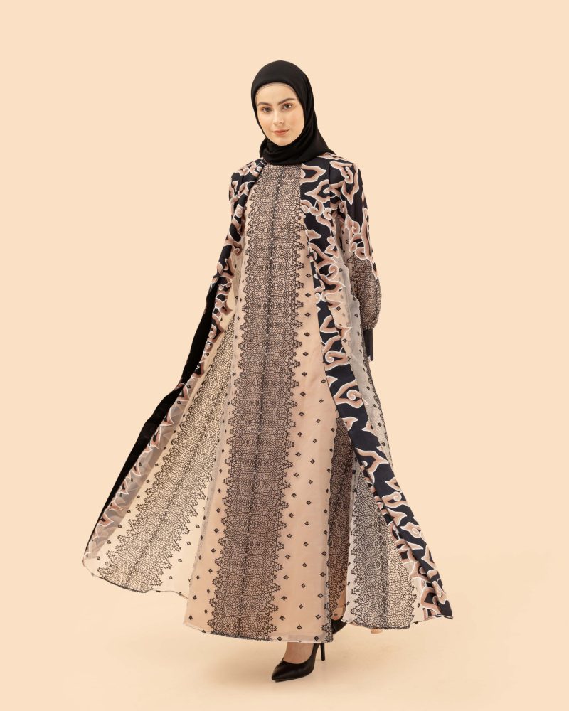 Gamis Organdi Mega Mendung Bordir - Hitam 5
