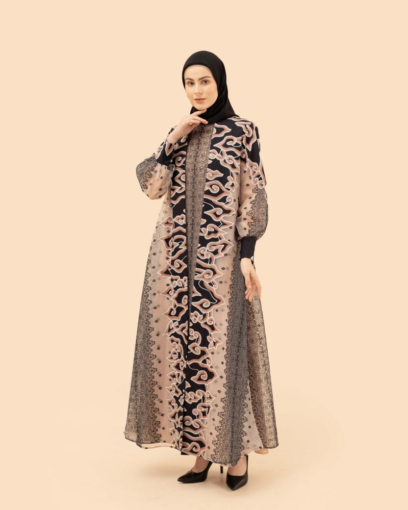 Gamis Organdi Mega Mendung Bordir - Hitam 6