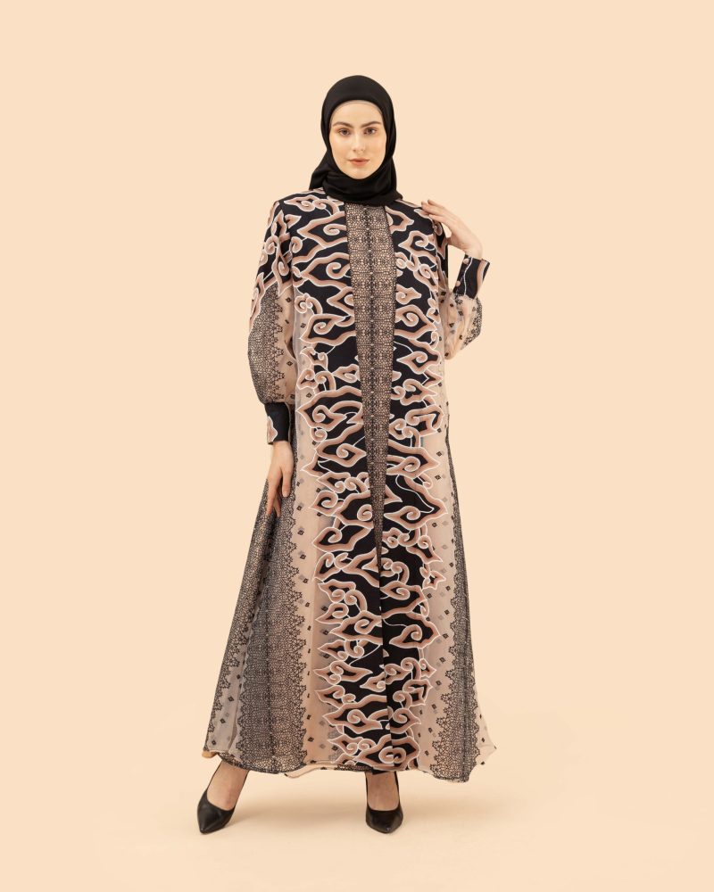 Gamis Organdi Mega Mendung Bordir - Hitam 7