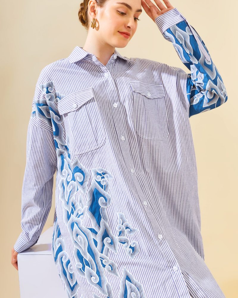 Tunik Mega Mendung Garis - Biru 4