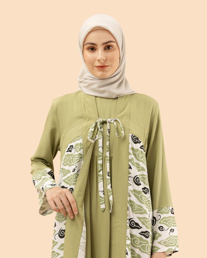 gamis mega mendung lurik hijau 1