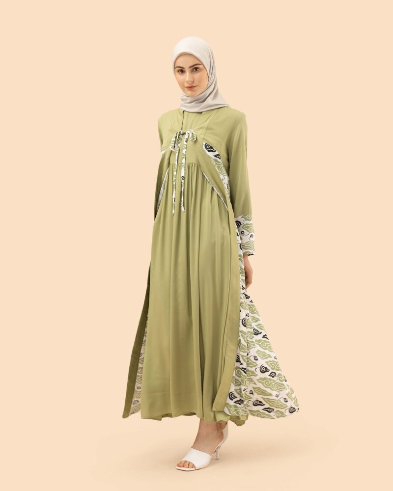 gamis mega mendung lurik hijau 5