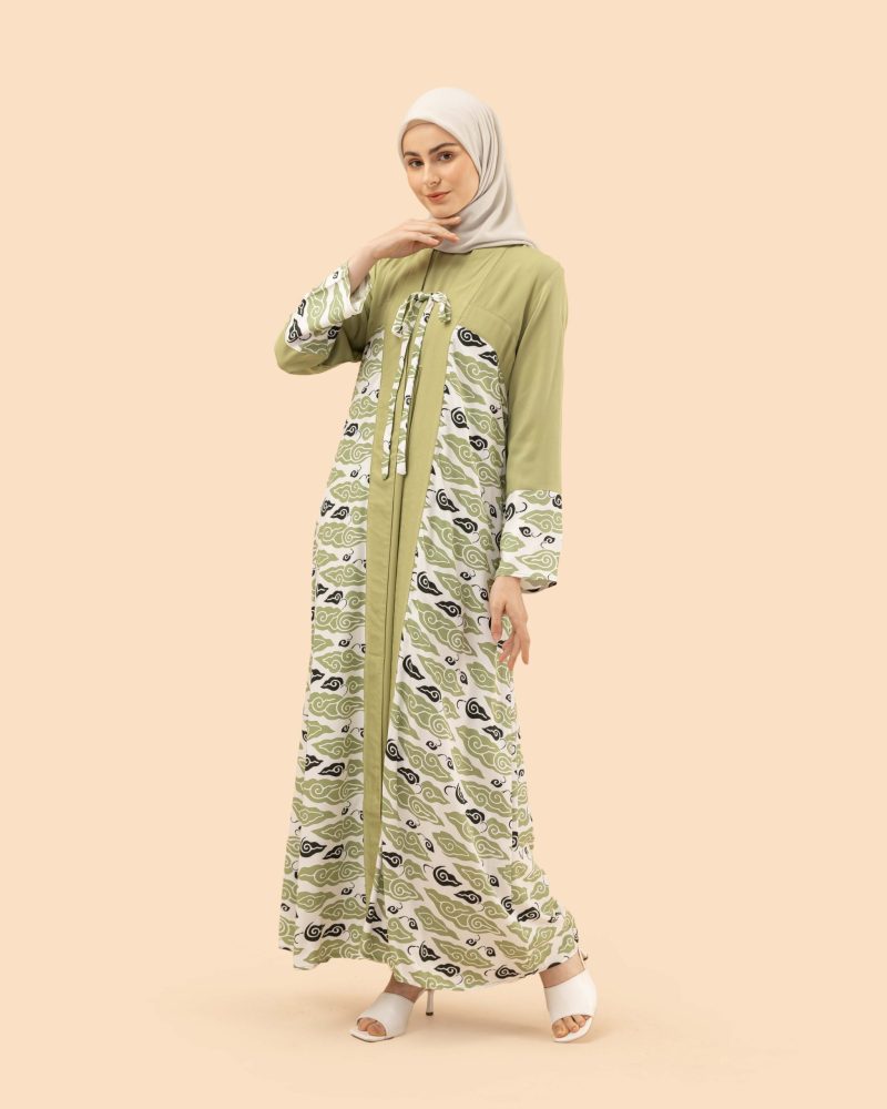 gamis mega mendung lurik hijau 6