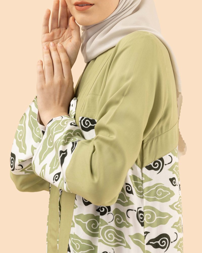 gamis mega mendung lurik hijau
