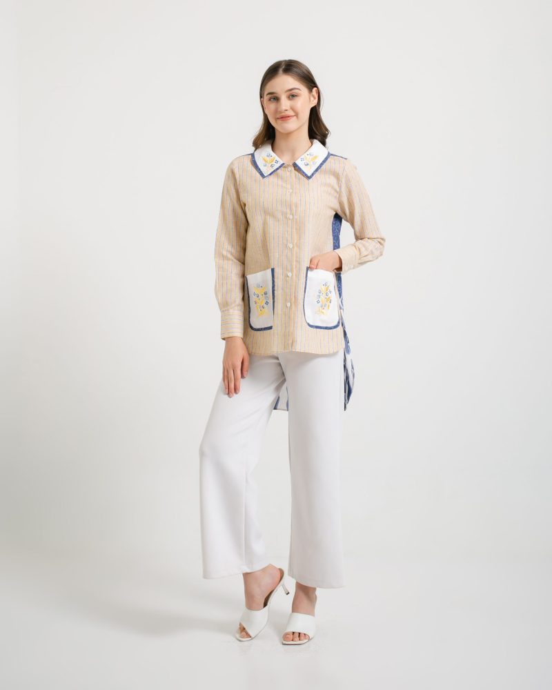 Batik Salma Kemeja Wanita Saku Bordir