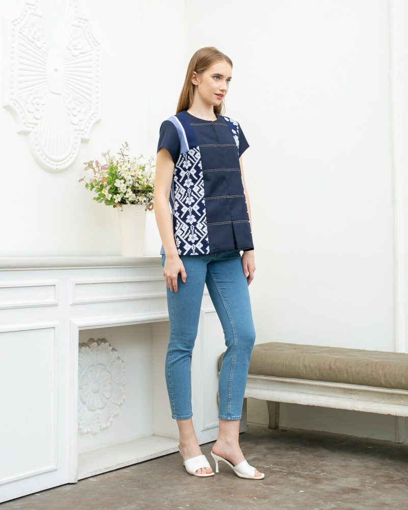 Batik Salma Blouse Wanita Lengan Pendek Lis Pita 2
