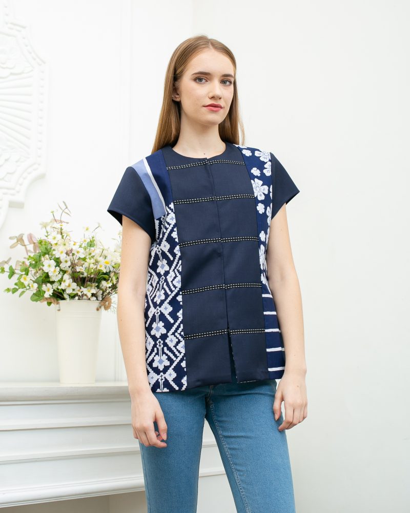 Batik Salma Blouse Wanita Lengan Pendek Lis Pita 5