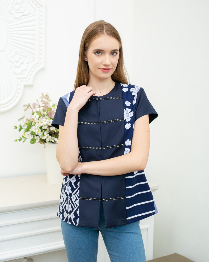 Batik Salma Blouse Wanita Lengan Pendek Lis Pita 6