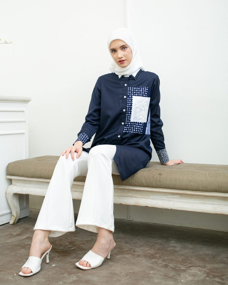 Batik Salma Kemeja Wanita Batik Saku 3D 5
