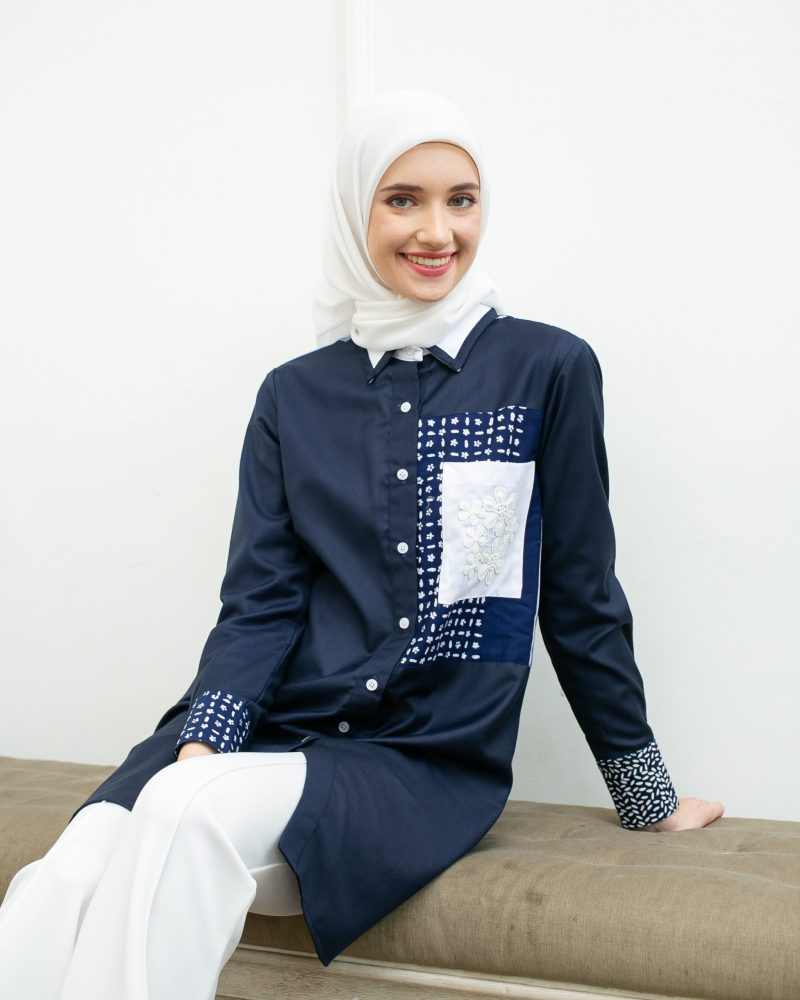 Batik Salma Kemeja Wanita Batik Saku 3D 6