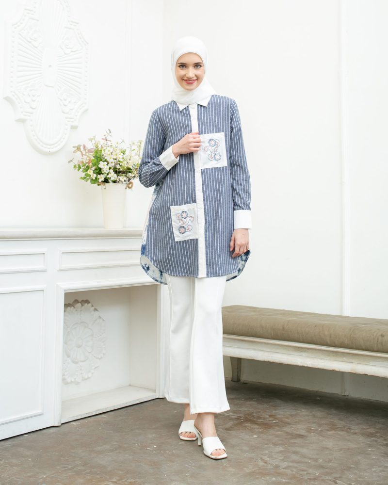 Batik Salma Kemeja Wanita Saku Bordir