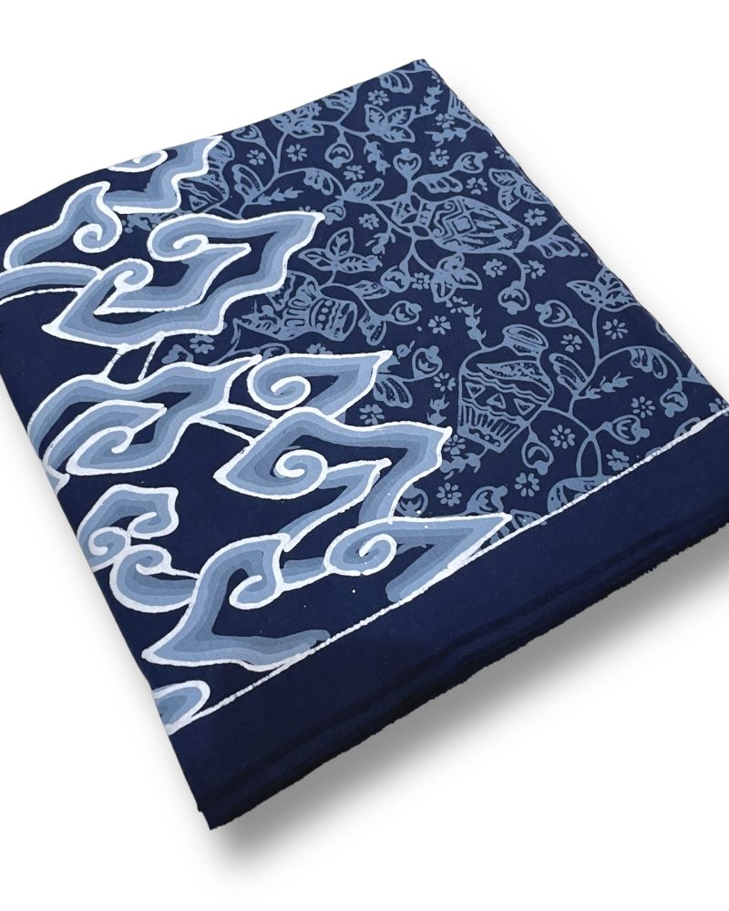 BATIK SALMA Kain Batik Tulis Warna Navy Motif Mega Mendung Kombinasi Bahan Katun Premium Primisima Ukuran 2.20 M x 1.15 M 2